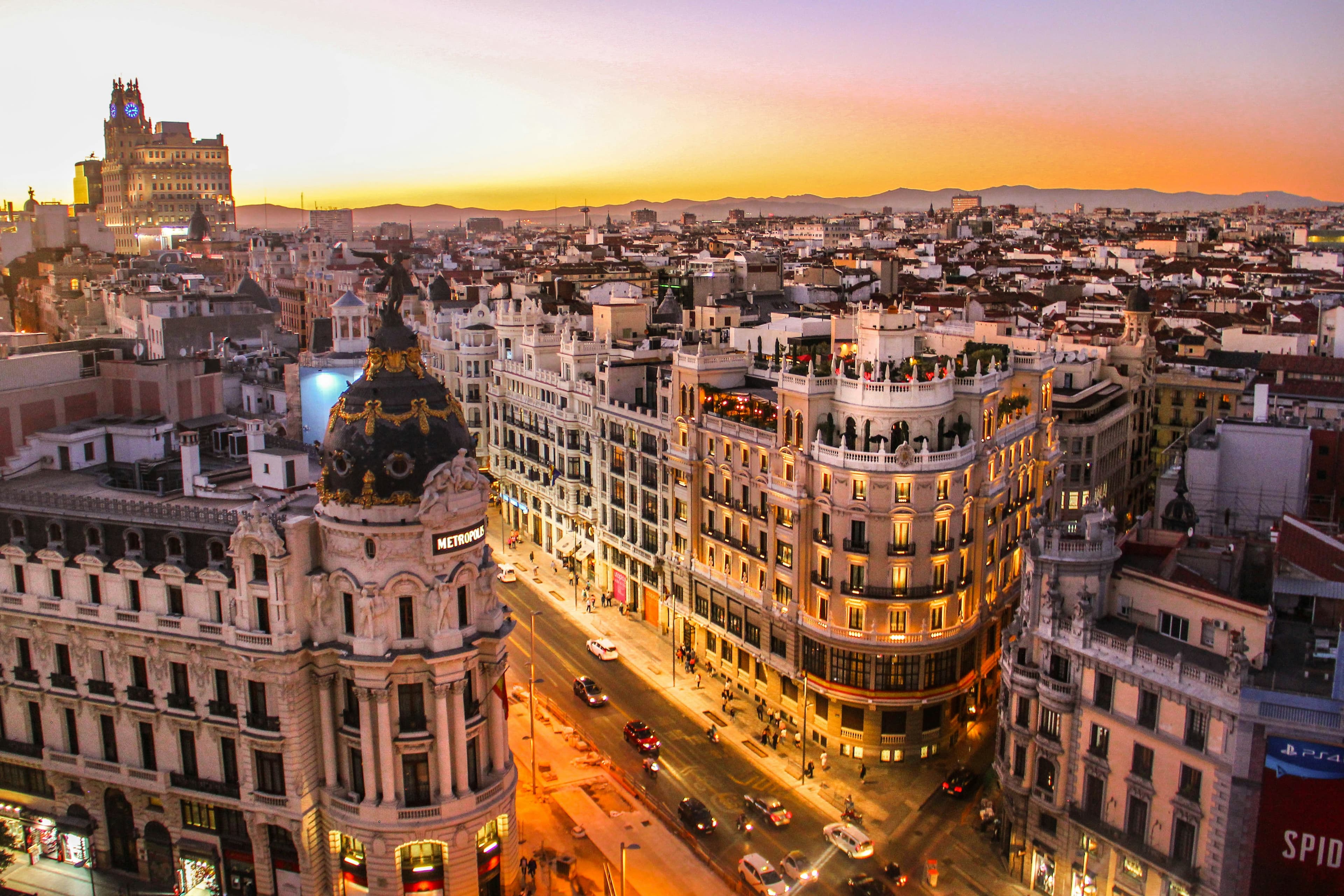 Vista de Madrid al atardecer